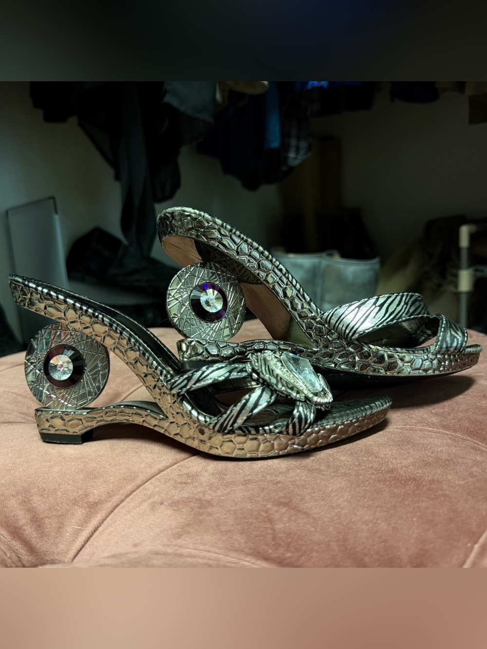 Vintage Bolero by Summer Rio Metallic Silver Crystal-Accent Wedge Sandals